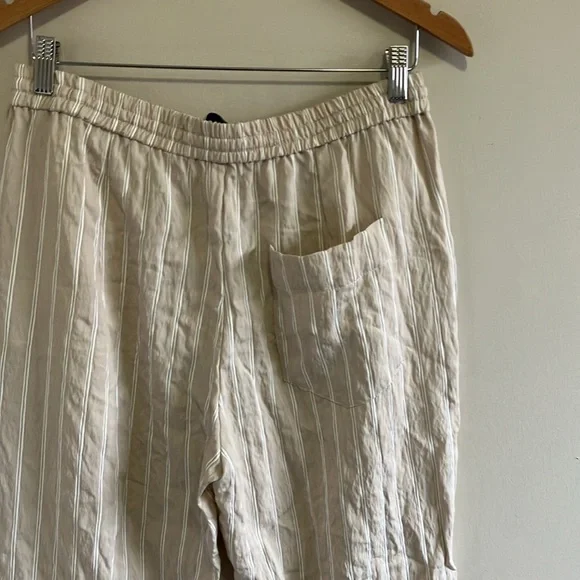 Zara high waisted wide leg pull on trouser pants size Large neutral - Picture 7 of 8